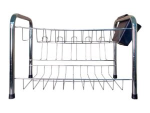 Escorredor De Prato Duplo Cromado Com Porta Talher