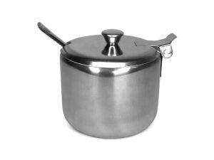 Açucareiro De Mesa Em Inox Pequeno Com Colher E Tampa 200mL