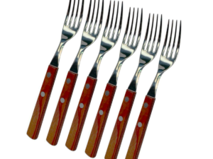 Garfo De Mesa Para Churrasco Polywood Em Aço Inox 6 Peças
