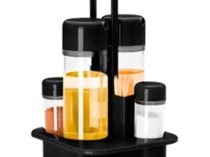 Galheteiro De Mesa 5 Pçs Porta Tempero Condimento Especiarias