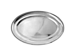 Kit Com 24 Travessas Oval Inox Rasa Pequena 21cm Hotel