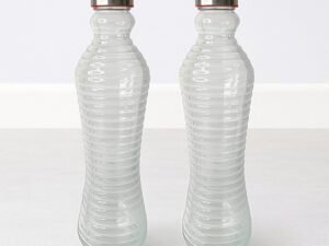 Kit 2 Garrafas De Vidro 1 Litro Com Tampa Inox Resistente