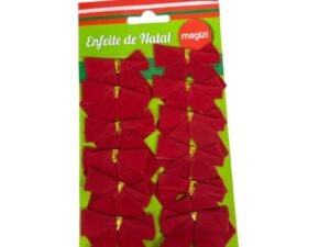 12 Laço Lacinho Árvore Natal Clássico Dourado/vermelho