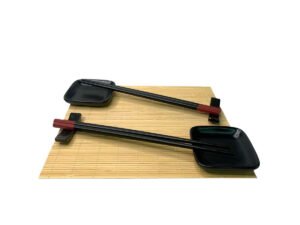 Kit Sushi Nata Com 7 Peças Em Bambu e Cerâmica Preto