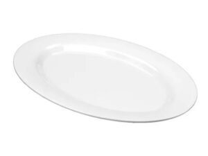 Travessa Bandeja Rasa Oval de Melamina Branca Média 25 cm