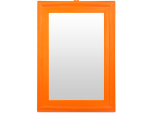 Kit 12 Espelhos Retangular Moldura Plástica Laranja N°16