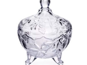 Bomboniere Vidro 539ml Decorada com Pé 13cm para Balas Doces