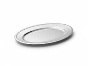 Kit 06 Bandejas Travessa De Inox Oval Rasa Grande 50cm