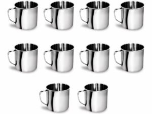 10 Caneca Inox 350ml N°8 Tomar Café Leite Servir Luxo Prateado