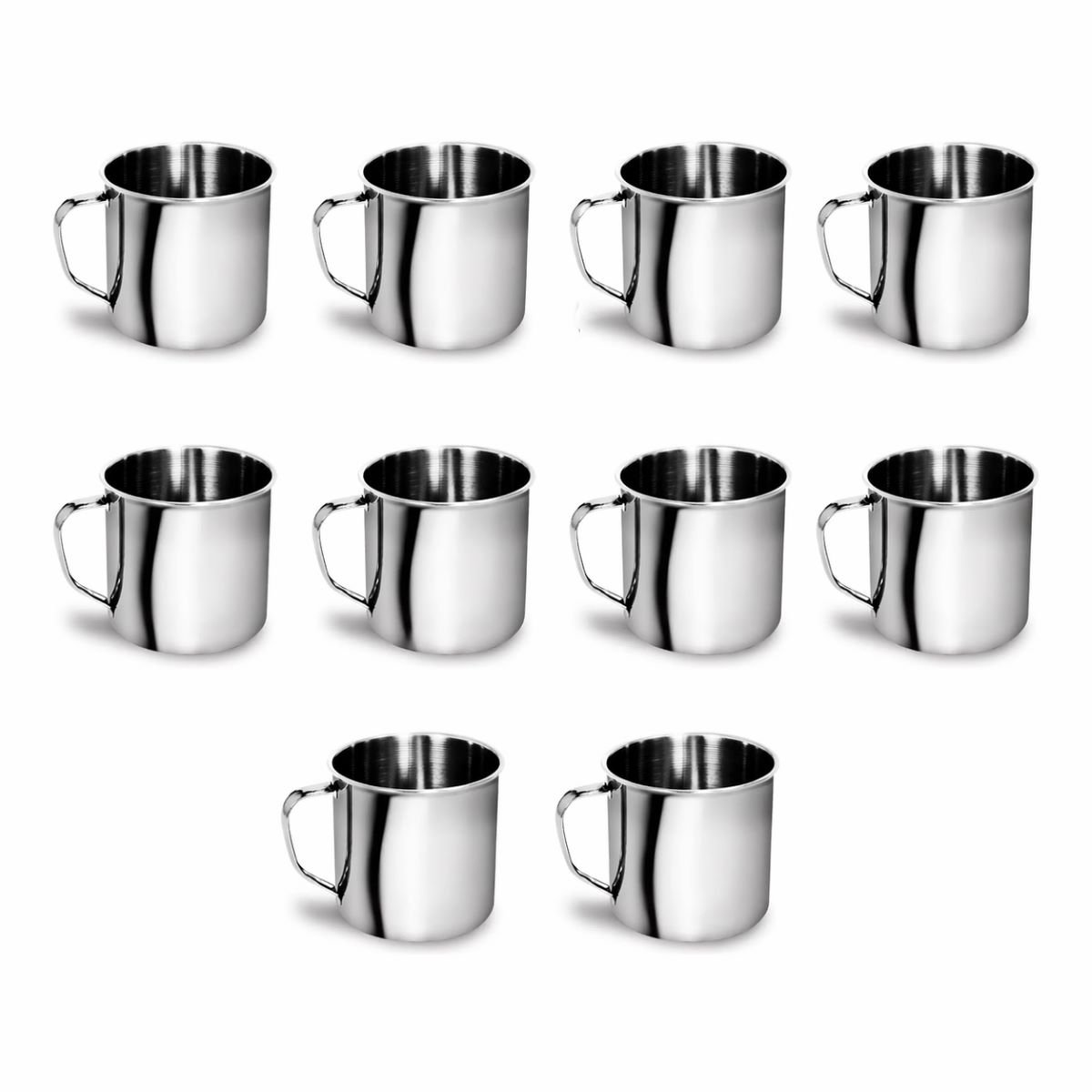 10 Caneca Inox 350ml N°8 Tomar Café Leite Servir Luxo Prateado