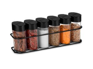 Porta Temperos Condimentos Parede Ou Bancada 6 Pçs Black